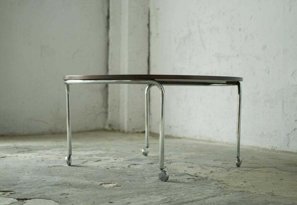 Stolik kawowy bauhaus vintage okrągły chromowany
