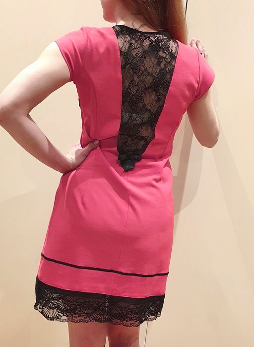 Sukienka ciążowa Happymum ŚLICZNA rozmiar M różowa z koronką jak nowa