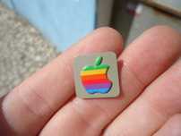 Vintage Apple Macintosh 1984 M0001 Rainbow Metal Emblem Logo 16mm