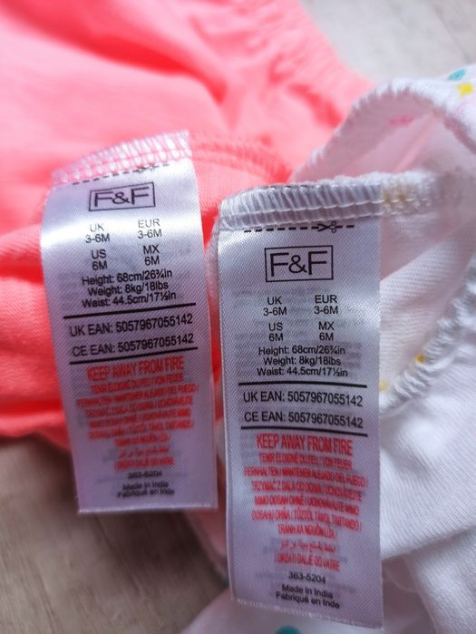 F&F zestaw rampersów rozmiar 68