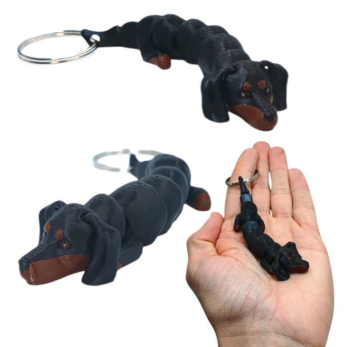 Ruchomy Brelok - Pies Jamnik Baby, Dachshund, Brelok do Kluczy, 76W1