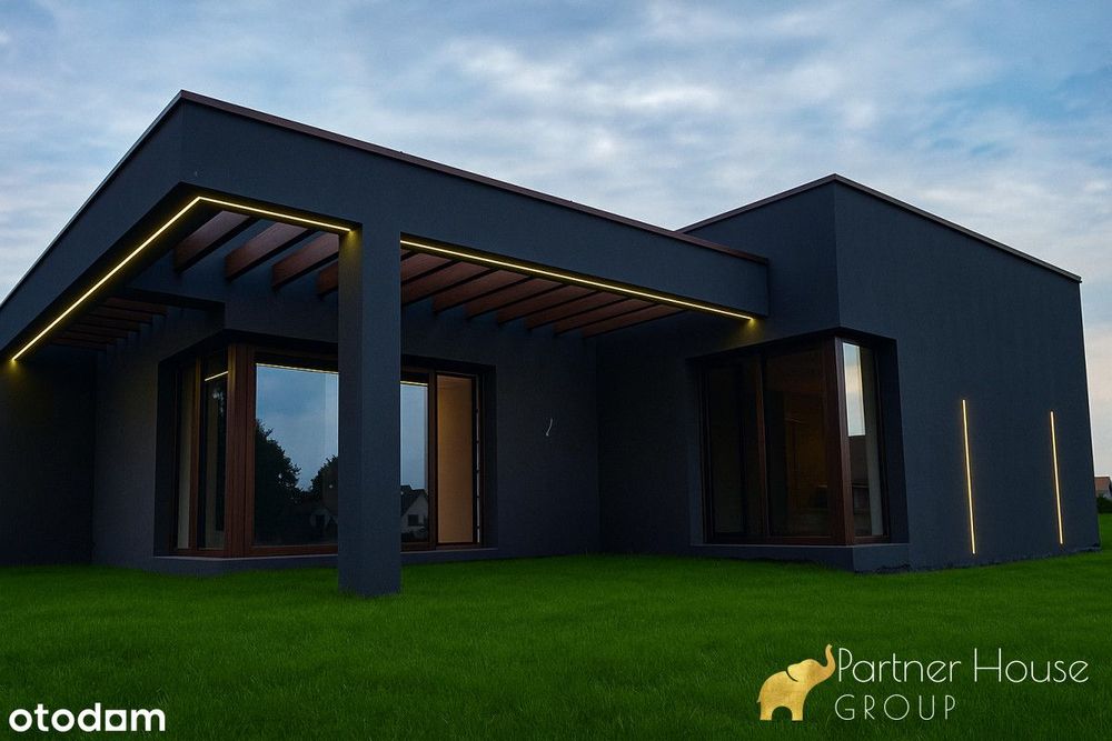 Nowoczesna bryła! Dom parterowy z oświetleniem Led