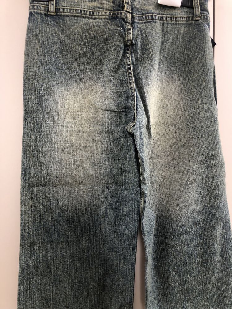 Nowe vintage jeansy wide leg spodnie y2k szerokie nogawki niski stan S