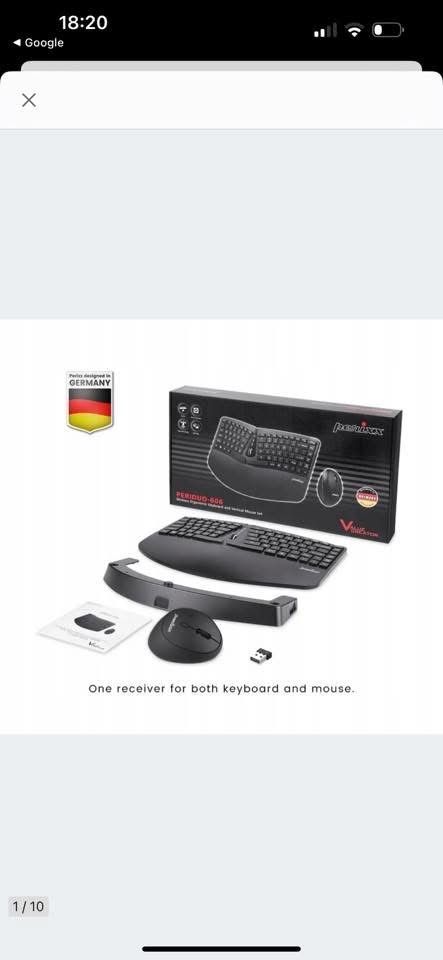 Bezprzewodowy, ergonomiczny zestaw KLAWIATURA + MYSZ