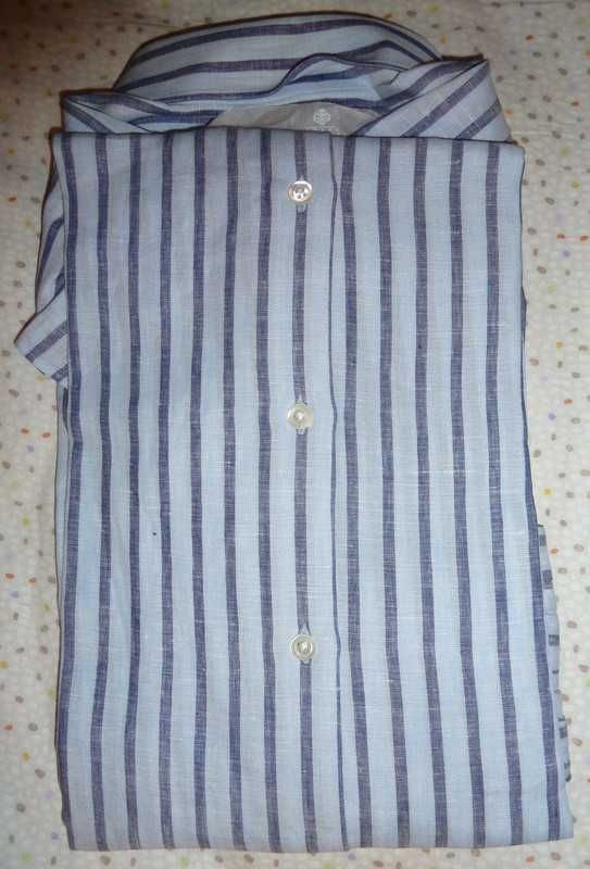 Camisa nova linho riscas largas Luigi Borrelli Napoli 45 - SALDO