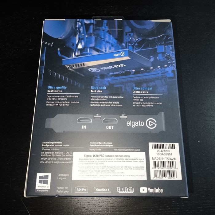 Caixa placa de captura Elgato 4K60 Pro