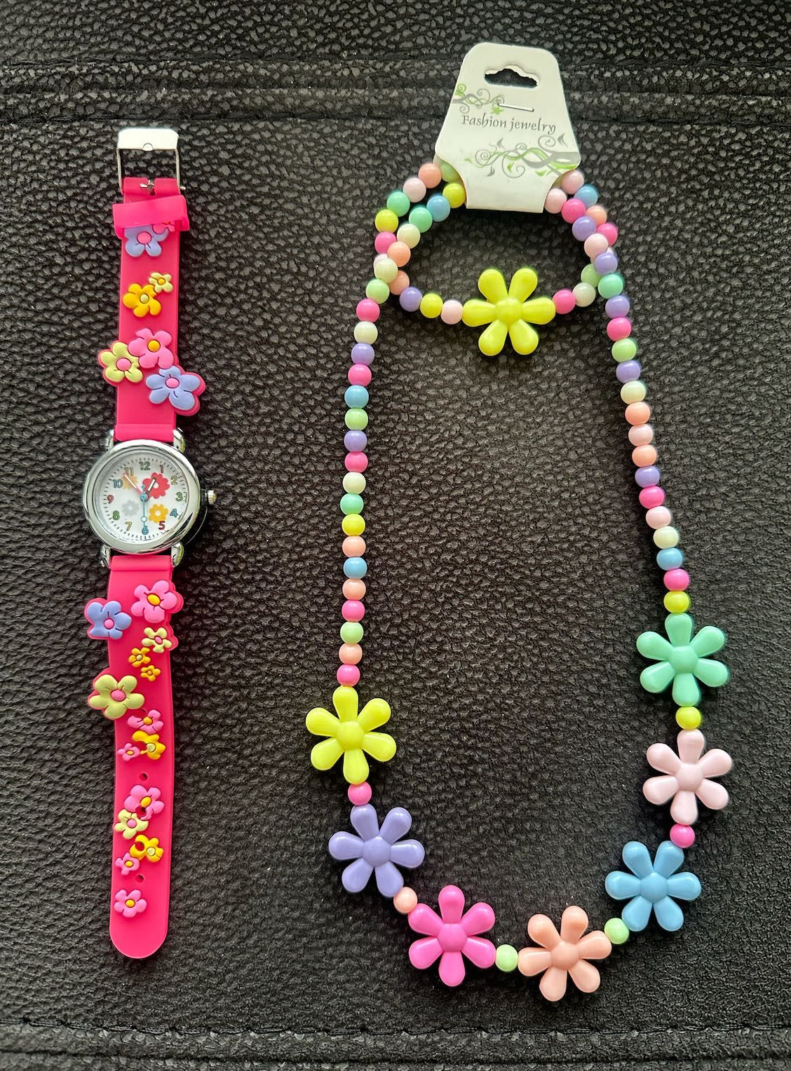 Relógio (Roxo ou Rosa) + Colar + Pulseira Criança Novo