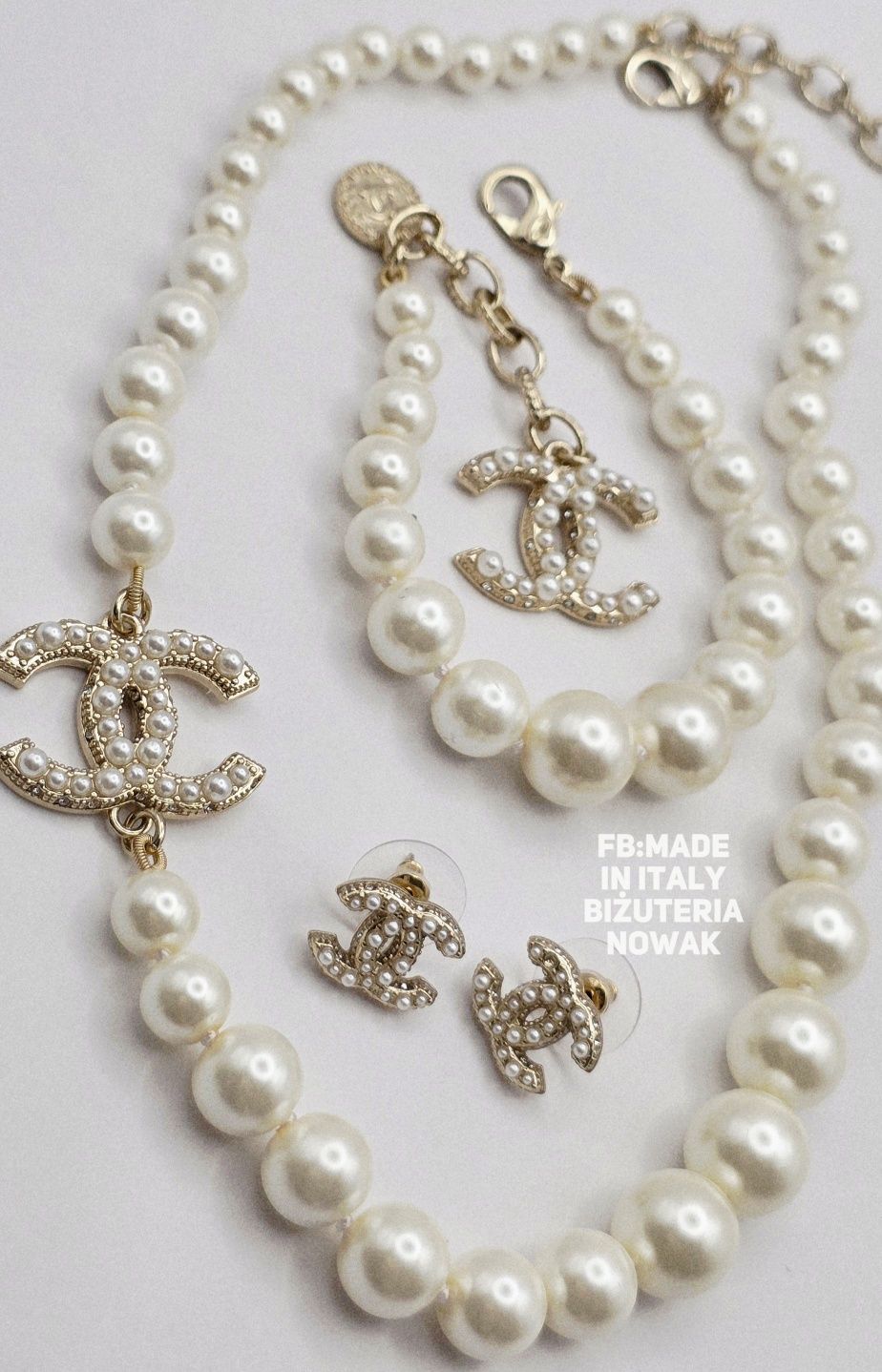 Naszyjnik choker cc sztuczne perły chanel