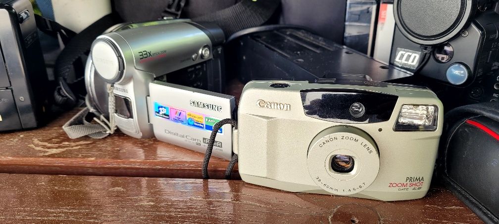 Zestaw stare kamery, aparaty Sony,Grundig,Canon,Samsung