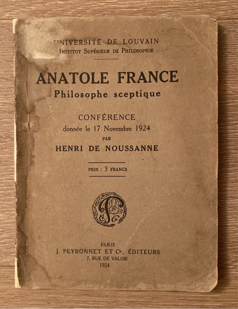 Книга Anatole France - Philosophe sceptique (Франция, 1924) философия