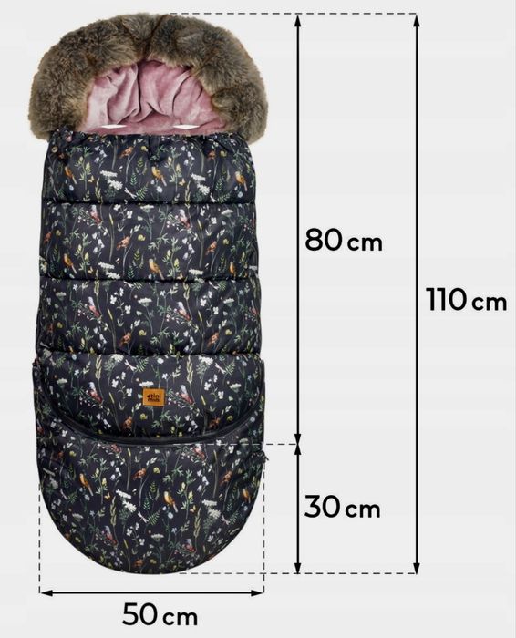 Tini Mini regulowany śpiworek do wózka - torba mufka leśny wzór