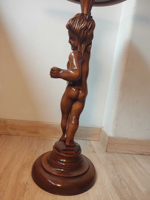 Mesa de Apoio: madeira maciça esculpida e machetaria