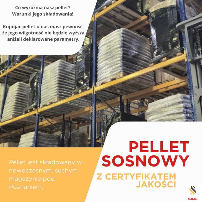 Pellet sosnowy A1 z certyfikatem EN Plus (odpowiednio magazynowany)