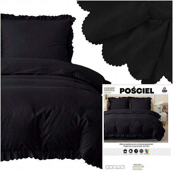 Pościel Luxury Jowita 220x200/3cz z Falbaną Jednolita Elegancka