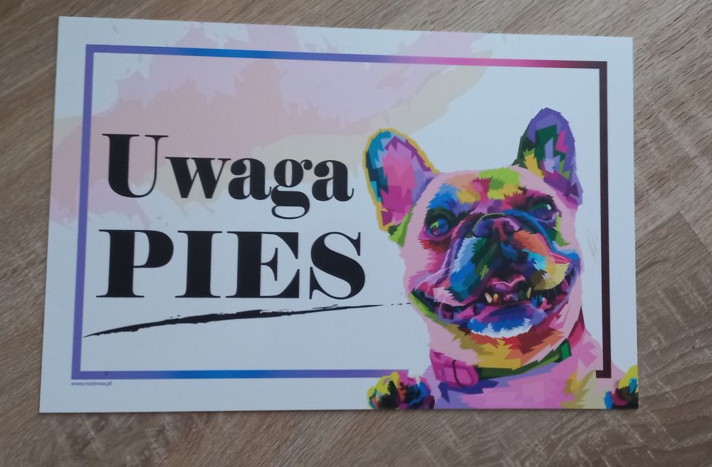 Tabliczka na drzwi lub ogrodzenie UWAGA Pies Buldog francuski