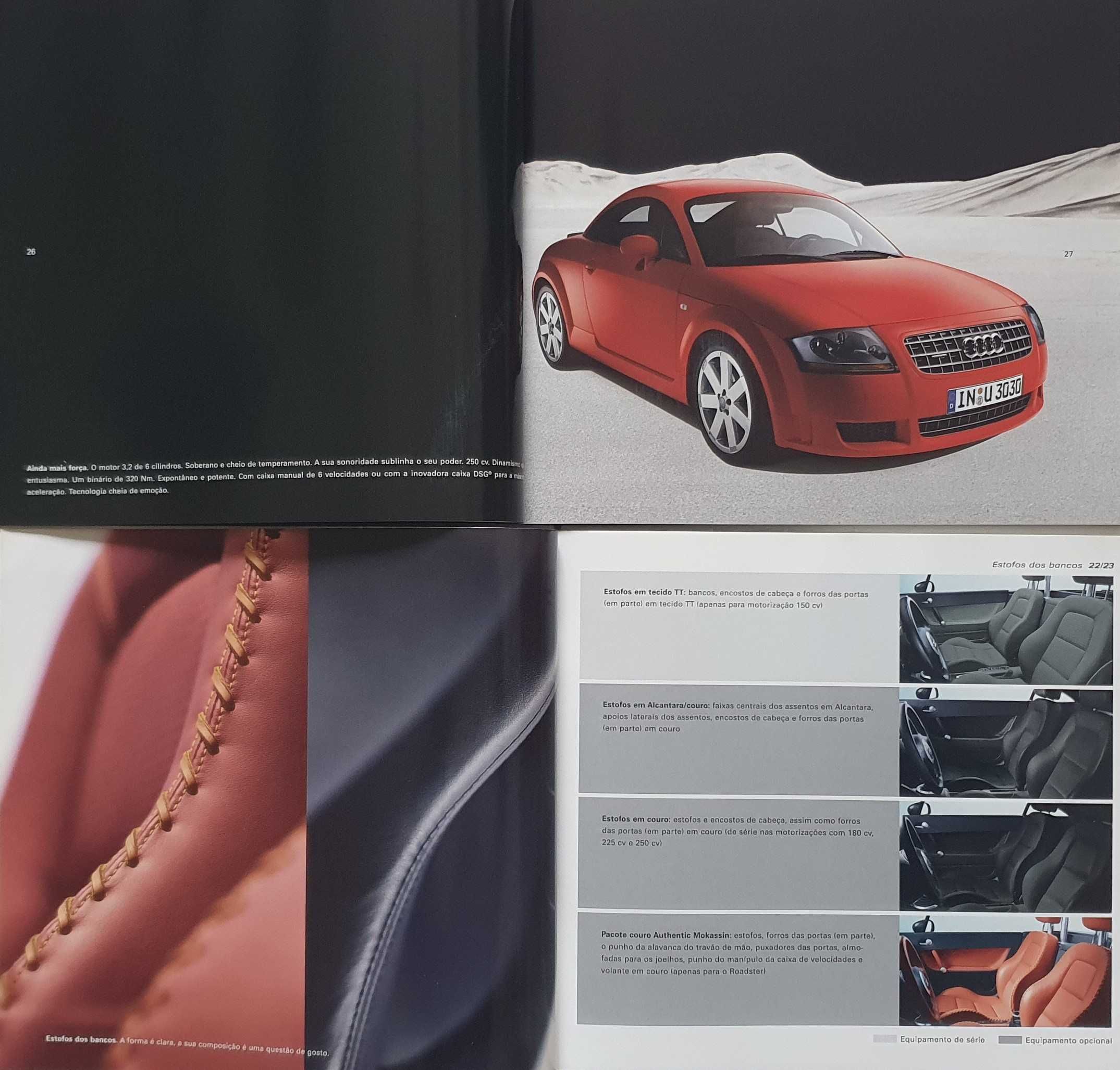 Conjunto de 2 Catálogos Audi TT Coupé e TT Roadster + Detalhes - 2004