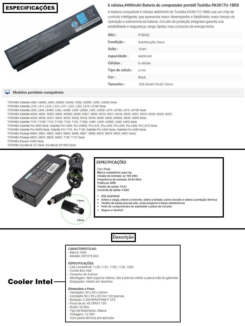artigos de PC e portátil (NOVOS)