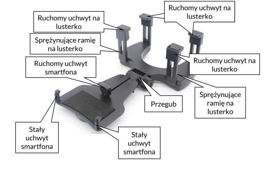 Uniwersalny uchwyt samochodowy do telefonu na lusterko wsteczne