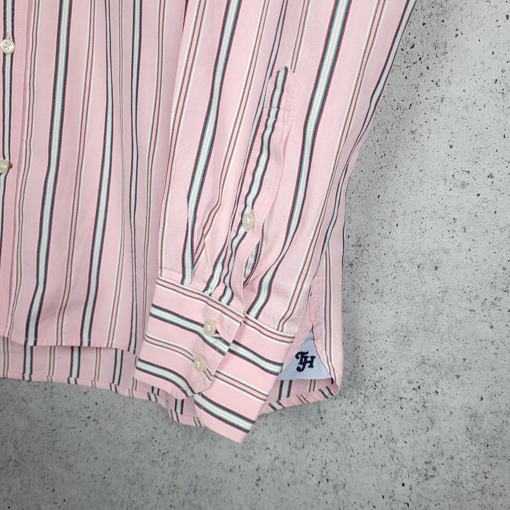 Koszula Tommy Hilfiger w paski różowa, tommy hilfiger striped shirt