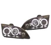 FARÓIS FRONTAIS ANGEL EYES - CCFL PARA FORD FOCUS 04-08 FUNDO PRETO
