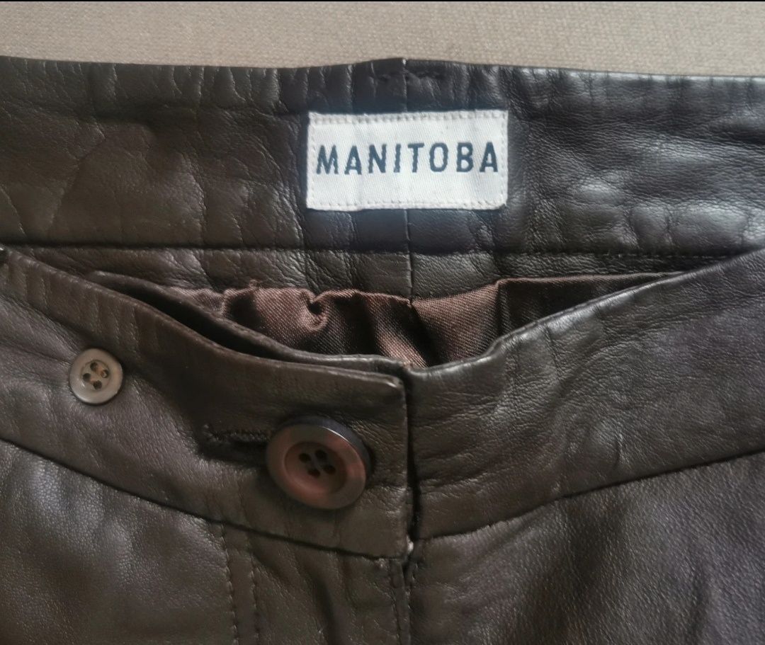 Manitoba skórzane spodnie bryczesy z kieszeniami
