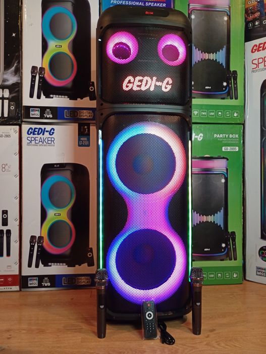 Блютуз караоке акустика GeDi-25(SD,USB,FM) ПультДУ,2микрофона