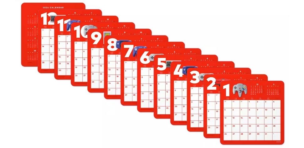 NOWY nieotwarty Kalendarz Nintendo Online 2026 kartkowy na biurko