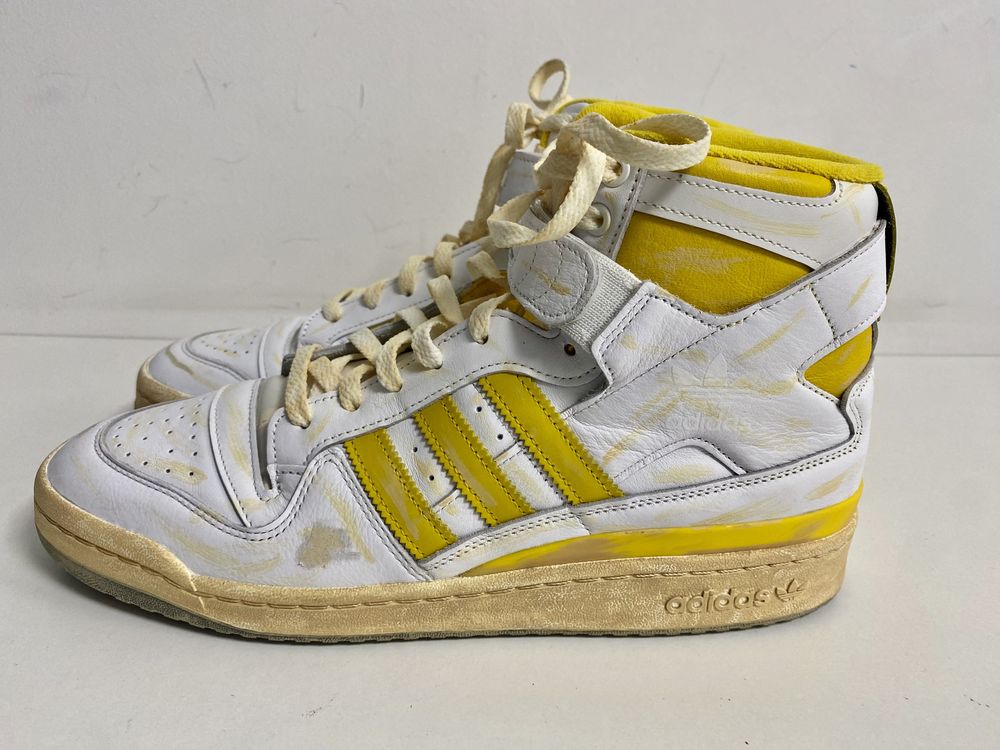 Ténis basquetebol retro Adidas Forum 84 Hi vintage amarelo / Branco tamanho 46 2/3