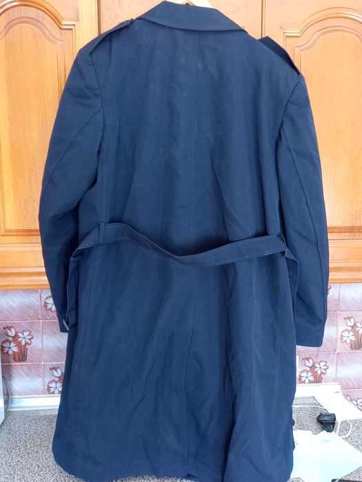 Gabardina vintage militar belga azul escuro unissex