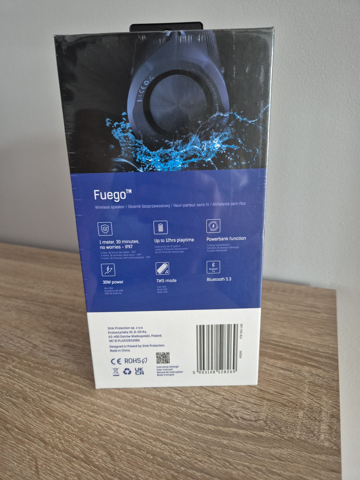 Głośnik bluetooth Fuego ipx7 3MK Black