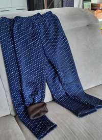 Spodnie dla bliźniaczek zimowe ocieplane i piżamki 128