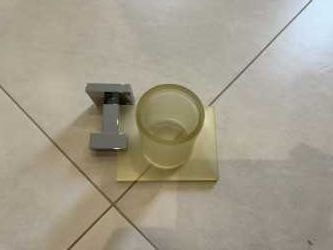 suporte para copo de parede cromado/copo transparente NK Porcelanosa