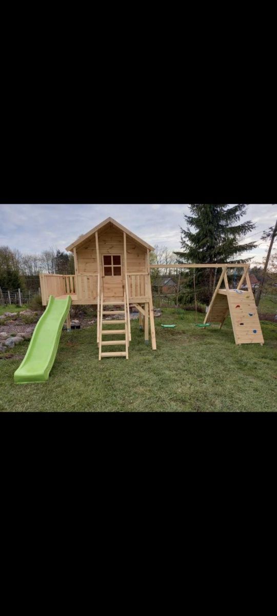 Plac zabaw domek dla dzieci drewniany solidny