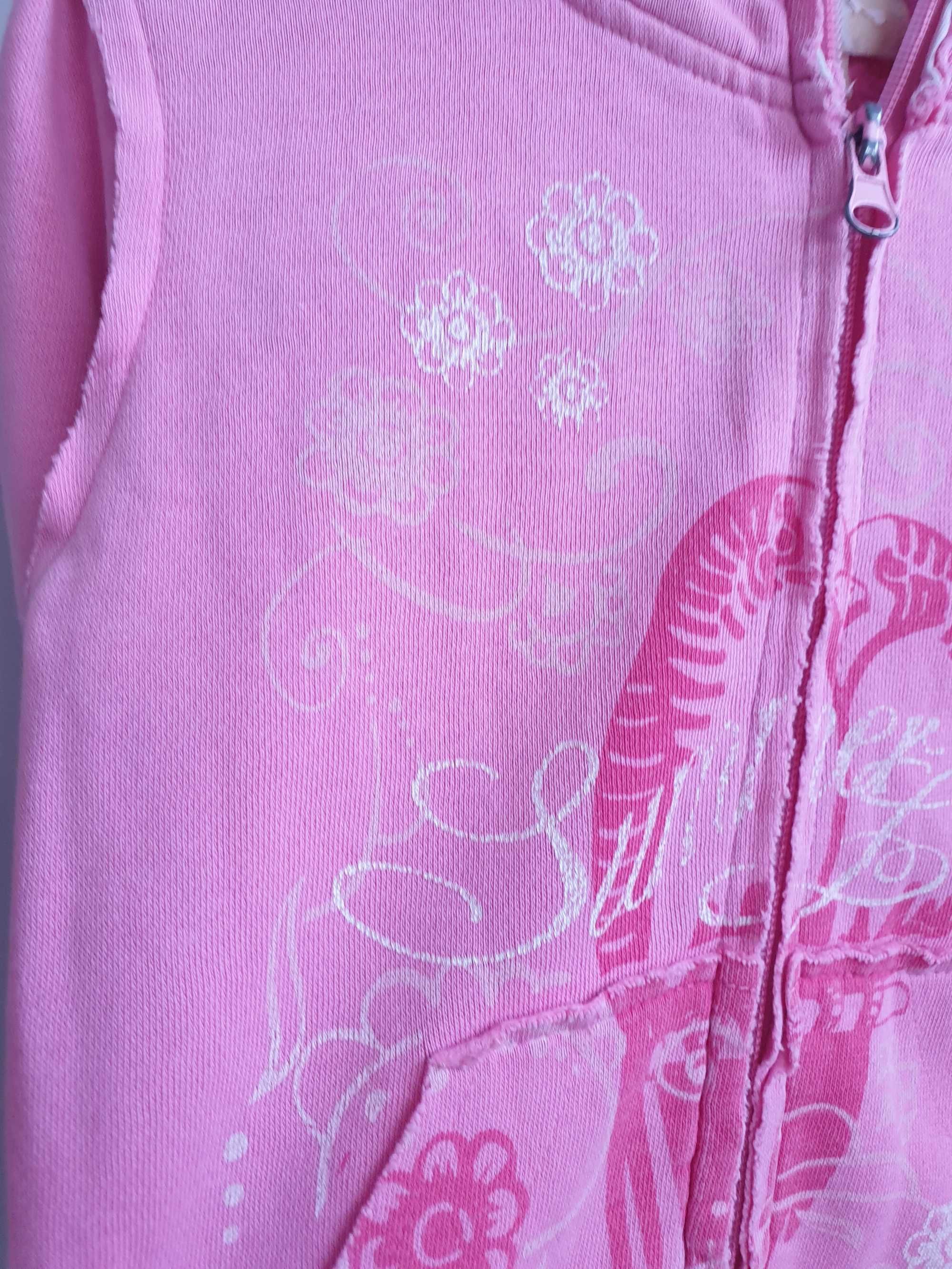Różowa bluza z kapturem zapinana na zamek rozmiar 92