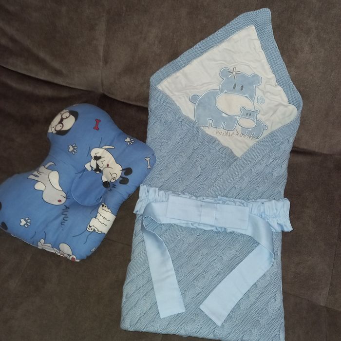 Плед-конверт для весенне-летней выписки + ортопедическая подушка