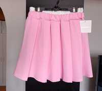 Nowa spódniczka mini tenisowa różowa cukierkowa z białą gumą plisowana