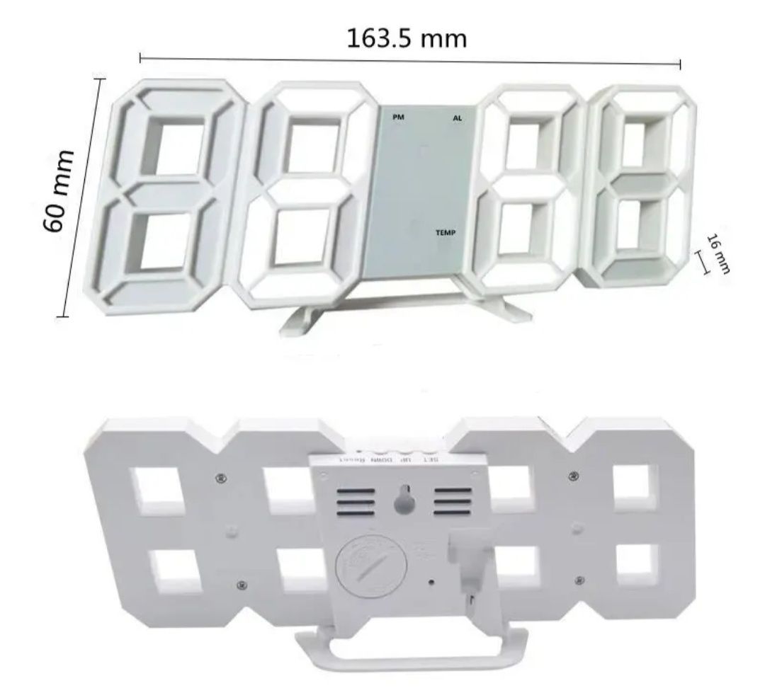 Zegar elektroniczny LED Budzik, termometr, alarm, data