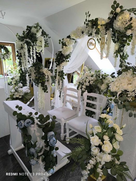 Dekoracje imprez wesele chrzciny komunie scianka balonowa kwiaty