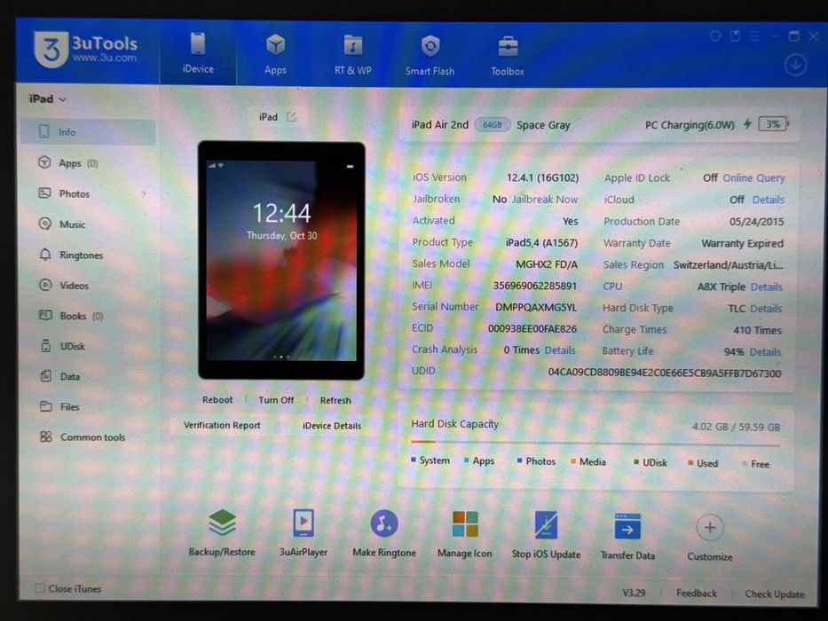 iPad Air 2 (A1567) 64GB - Cellular (LTE) - zbity - faktura VAT 23%