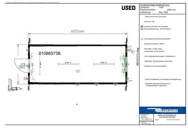 Kontener socjalny biurowy CONTAINEX 20'; 6m x 2,43m ODNOWIONY