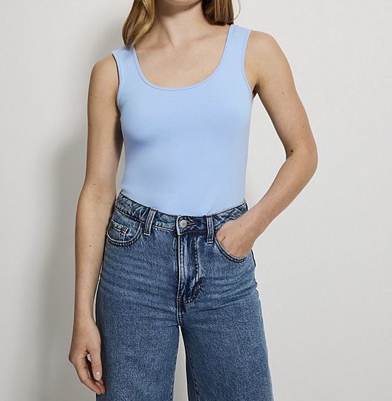 20 48 George niebieska koszulka na ramiączkach top bawełniany gładki