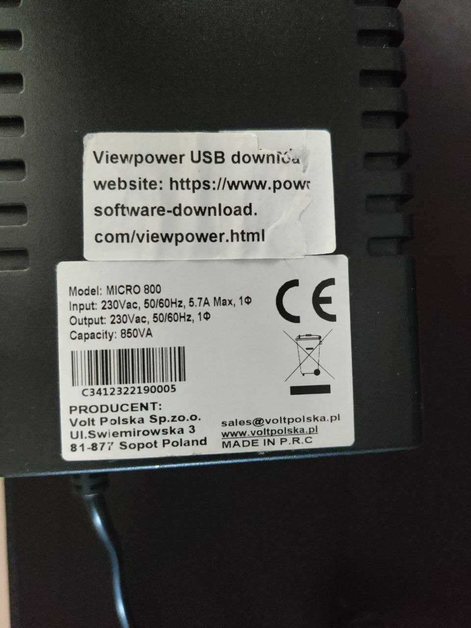 ДБЖ Volt Polska MICRO UPS 800 9Ah (480W/800VA)
