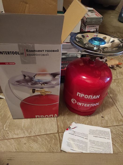 Газовий балон кемпінг плита 8 л. якісні недорого GS-0008 INTERTOOL