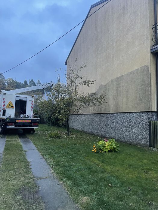 podnośnik koszowy - prace na wysokości ,mycie elewacji