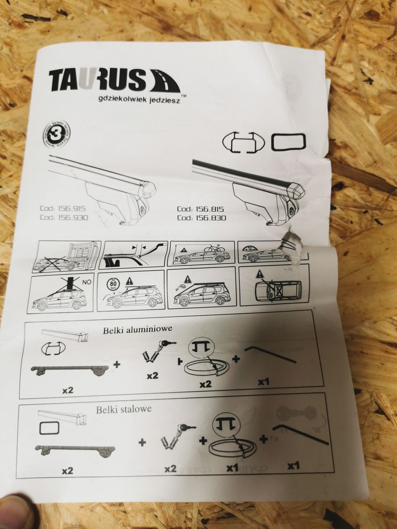 Bagażnik dachowy na relingi taurus T2/156930 o Szer. 130 cm