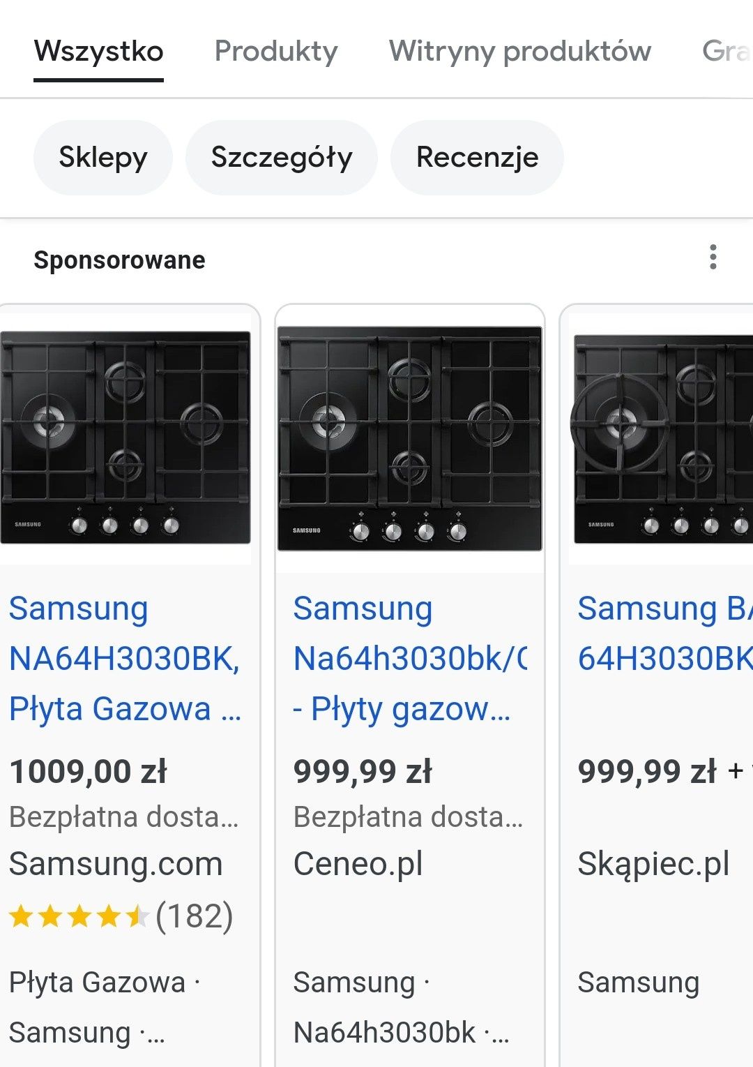 NOWA Płyta gazowa Samsung NA64H3030BK