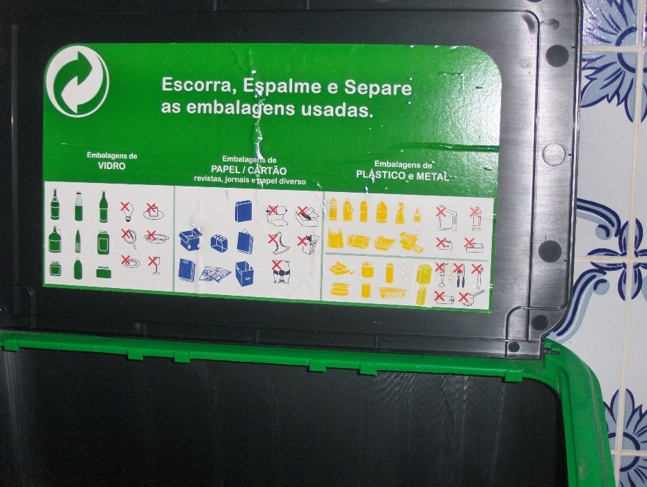 ECOPONTO doméstico NOVO - com 3 compartimentos para sacos de reciclar