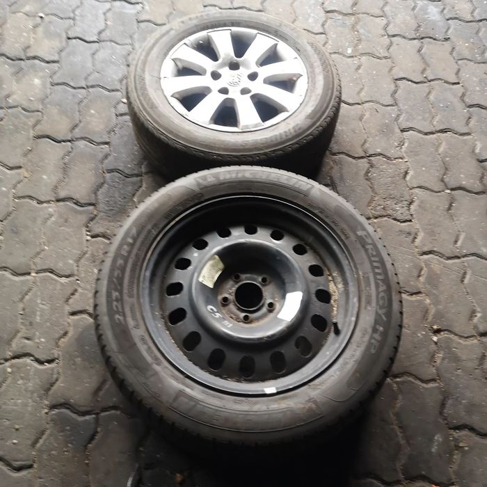 KOŁO ZAPASOWE STALOWE CITROEN III C5 R17&quot; OPONY 225/55/R17 Z FELGAMI 17 ROZSTAW 5X108, KOŁO ALUMINIOWE OPEL R15 OPONY 195/65/R15 Z FELGAMI 15 ROZSTAW 5 ŚRUB
