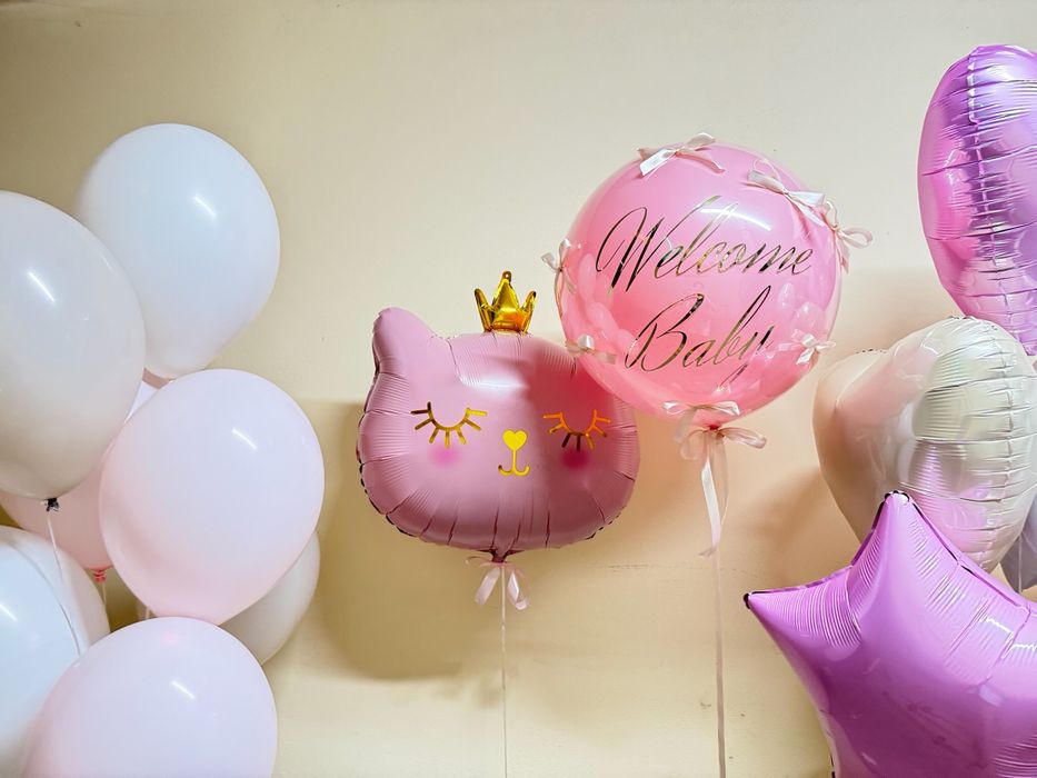 Гелеві та повітряні кульки, оформлення фотозон, коробки - сюрпризи