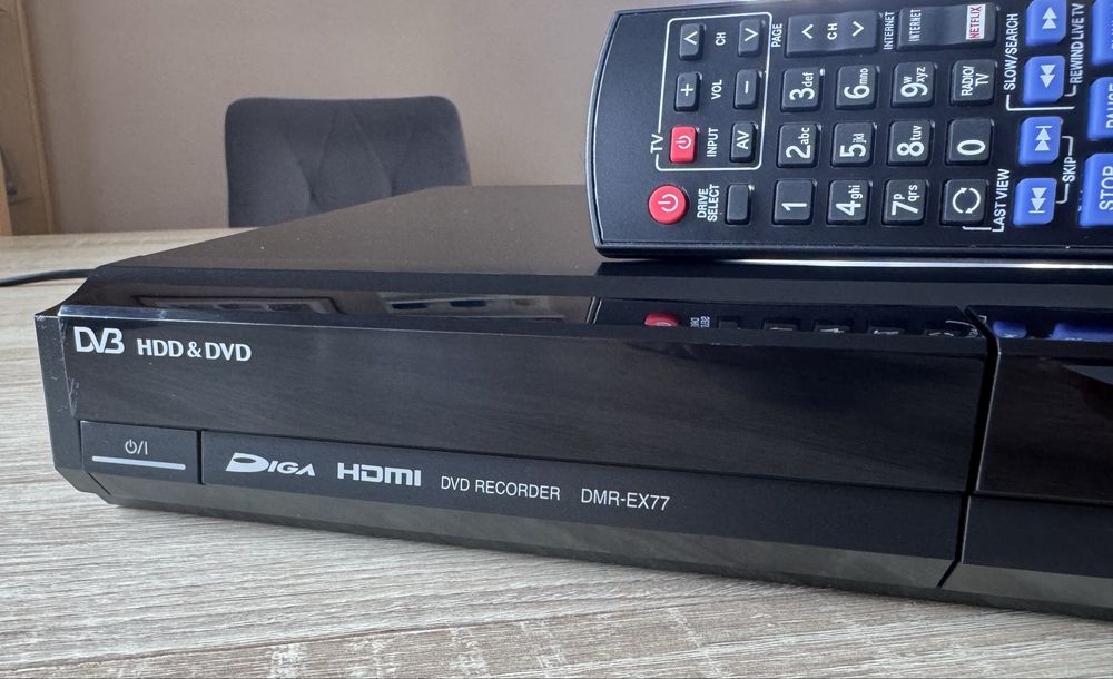 Panasonic DMR-EX77 #Nagrywarka DVD HDD #160GB #HDMI #SD #Dv-in #Pilot